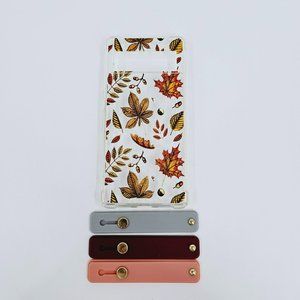Google Pixel 7 Pro Phone Case Clear Transparent Autumn Leaves Three Grip Straps